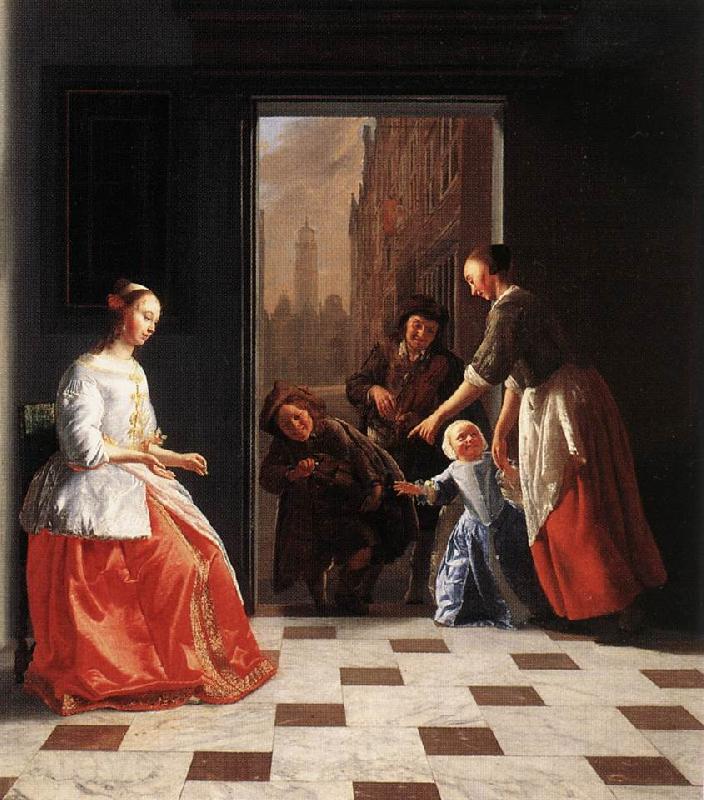 OCHTERVELT, Jacob Street Musicians at the Doorway of a House dh Germany oil painting art